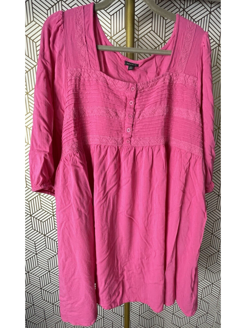 Torrid Pink Baby Doll Square Neck Short Sleeve Top Sz 4X (26)